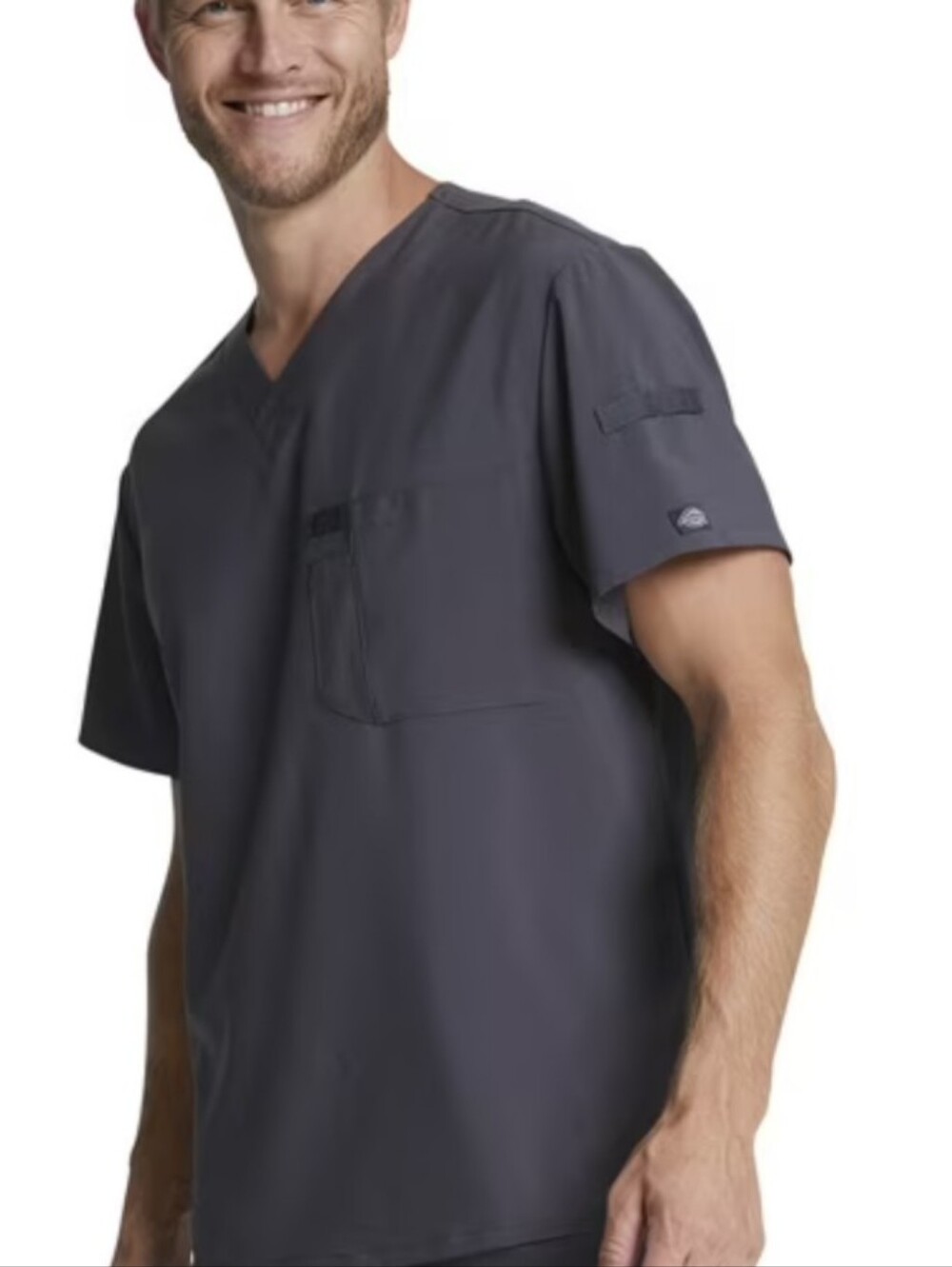 NWT Dickies Men EDS Essentials Stretch V-Neck Medical Scrub Top gray size L